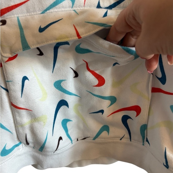 Nike Big Kids Hoodie Terry Pullover Swoosh Print White/Multi Unisex Size XL - Picture 4 of 7